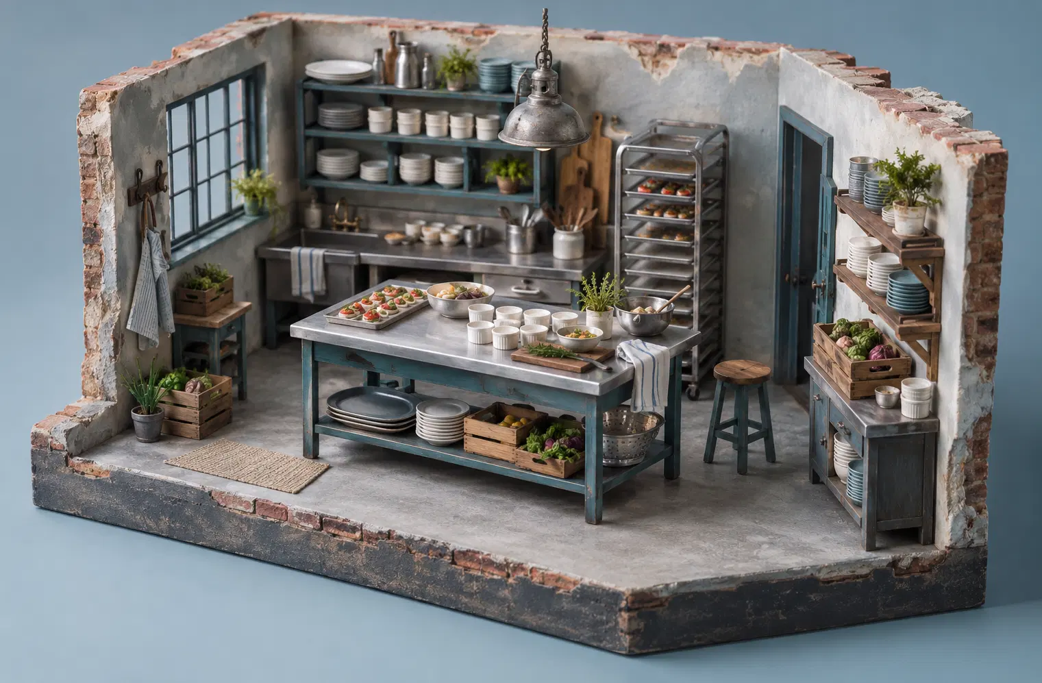 Illustration of catering businesses and their working space